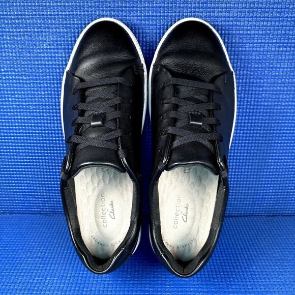 🔴 CLARKS PAWLEY SPRINGS Women`s Size 7 Black White Leather Comfort Shoes 13291 - Picture 6 of 8